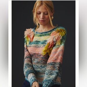 Anthropologie Embellished Ombré Sweater Size XS NWT
